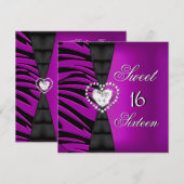 Sweet 16 Zestien Birthday Party Plum Zebra roze 2 Kaart (Voorkant / Achterkant)