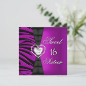 Sweet 16 Zestien Birthday Party Plum Zebra roze 2 Kaart (Staand voorkant)