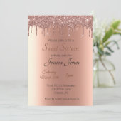 Sweet 16 Zestien 'Birthday' Roos Gold Drips Kaart (Staand voorkant)