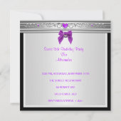 Sweet 16 Zestien Birthday White Black Paars Bow Kaart (Achterkant)