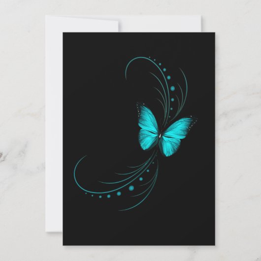 Sweet 16 Zestien Blauwe Vlinder Verjaardag Kaart (Achterkant)