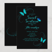 Sweet 16 Zestien Blauwe Vlinder Verjaardag Kaart (Voorkant / Achterkant)