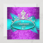 Sweet 16 Zestien Blauwgroen blauw Paars diamant Af Kaart (Voorkant)