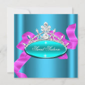 Sweet 16 Zestien Blauwgroen blauw roze diamanten A Kaart (Voorkant)
