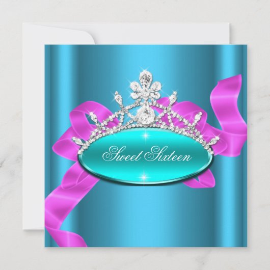 Sweet 16 Zestien Blauwgroen blauw roze diamanten A Kaart (Voorkant)