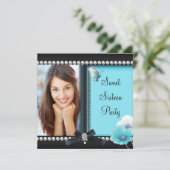 Sweet 16 Zestien Blauwgroen blauwe vlinder Kaart (Staand voorkant)