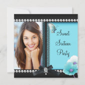 Sweet 16 Zestien Blauwgroen blauwe vlinder Kaart (Voorkant)