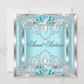 Sweet 16 Zestien Blauwgroen Blue Silver Diamond Pa Kaart (Voorkant)