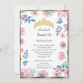 Sweet 16 Zestien Floral Flowers van de Birthday Pa Kaart (Voorkant)