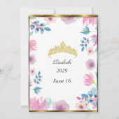 Sweet 16 Zestien Floral Flowers van de Birthday Pa Kaart (Achterkant)
