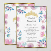 Sweet 16 Zestien Floral Flowers van de Birthday Pa Kaart (Voorkant / Achterkant)