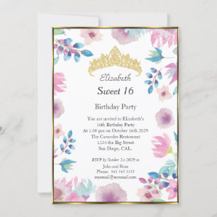 Sweet 16 Zestien Floral Flowers van de Birthday Pa Kaart