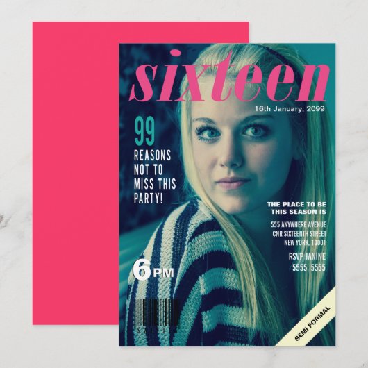 Sweet 16 Zestien Hoesje van het Tijdschrift Foto U Kaart (Voorkant / Achterkant)