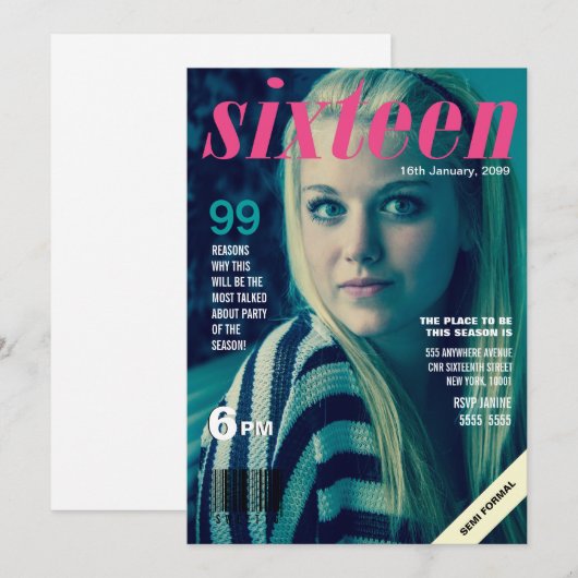 Sweet 16 Zestien Hoesje van het Tijdschrift Foto U Kaart (Voorkant / Achterkant)