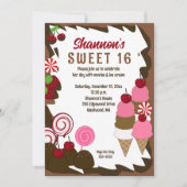 Sweet 16 Zestien Ice Cream Party Kaart (Voorkant)