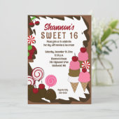 Sweet 16 Zestien Ice Cream Party Kaart (Staand voorkant)