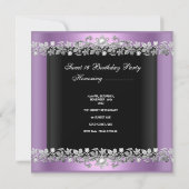 Sweet 16 Zestien Lila roze zilvervlies Kaart (Achterkant)