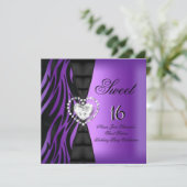 Sweet 16 Zestien Paars van de Birthday Party Kaart (Staand voorkant)