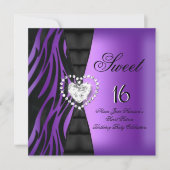 Sweet 16 Zestien Paars van de Birthday Party Kaart (Voorkant)