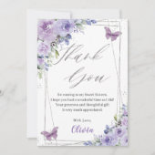Sweet 16 Zestien Paarse Lila Floral Butterflies Bedankkaart (Voorkant)