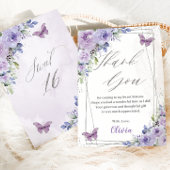 Sweet 16 Zestien Paarse Lila Floral Butterflies Bedankkaart