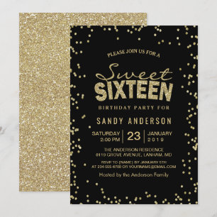 Sweet 16 Zestien Partij Trendy Gold Glitter Stip Kaart