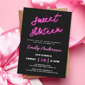 Sweet 16 Zestien Retro Neon Verjaardagsfeest Kaart