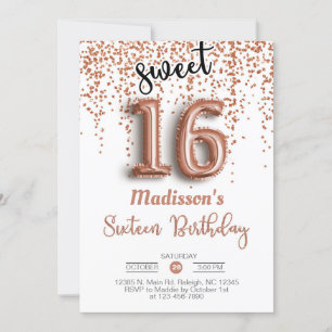 Sweet 16 zestien roos gouden ballonverjaardagsuitn kaart