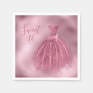 Sweet 16 Zestien Roze Glitter Dress Elegant Party Servet