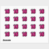 Sweet 16 zestien roze glitter verjaardagsmeisje ronde sticker (Vel)