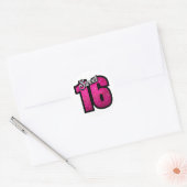 Sweet 16 zestien roze glitter verjaardagsmeisje ronde sticker (Envelop)