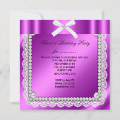 Sweet 16 Zestien Roze Paarse Lace Pearl Foto Kaart (Achterkant)