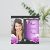 Sweet 16 Zestien roze Paarse vlinder Kaart (Staand voorkant)
