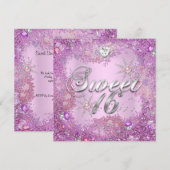 Sweet 16 Zestien  roze parelsnowflake 2 Kaart (Voorkant / Achterkant)