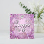 Sweet 16 Zestien  roze parelsnowflake 2 Kaart (Staand voorkant)