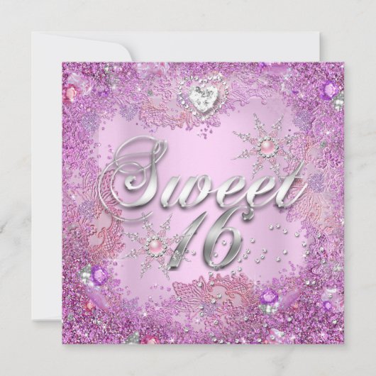Sweet 16 Zestien roze parelsnowflake 2 Kaart (Voorkant)