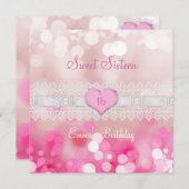 Sweet 16 Zestien Roze Witte Kant Verjaardagsfeest Kaart (Voorkant / Achterkant)