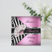 Sweet 16 Zestien roze zwarte Zebra luipaard Kaart (Staand voorkant)