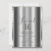 SWEET 16 Zestien Silver Glam Confetti Corners Kaart (Voorkant)