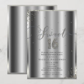 SWEET 16 Zestien Silver Glam Confetti Corners Kaart (Voorkant / Achterkant)