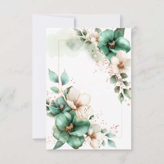 Sweet 16 Zestien Smaragdgroene Bloemenvlinders Bedankkaart (Achterkant)