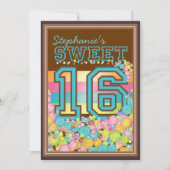 Sweet 16 Zestien Snoep Collectie in Blauwgroen en  Kaart (Voorkant)