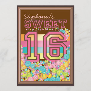 Sweet 16 Zestien Snoep Collectie in roze bruin Kaart