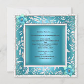 Sweet 16 Zestien Verjaardag Blauwgroen Blauw Bloem Kaart (Achterkant)