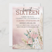 Sweet 16 Zestien verjaardag Pampas Grass Pink Kaart (Voorkant)