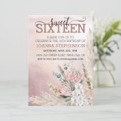 Sweet 16 Zestien verjaardag Pampas Grass Pink Kaart (Staand voorkant)