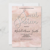 Sweet 16 Zestien Waterverf Blush Invitation Kaart (Voorkant)