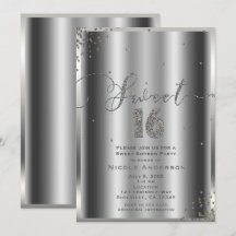 SWEET 16 Zestien Zilver Glam Confetti Hoeken