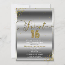 SWEET 16 Zestien Zilver & Goud Confetti Hoeken