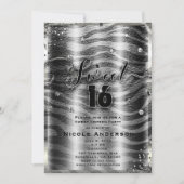 SWEET 16 Zestien Zwart Wit Zebra & Zilver Bling Kaart (Voorkant)